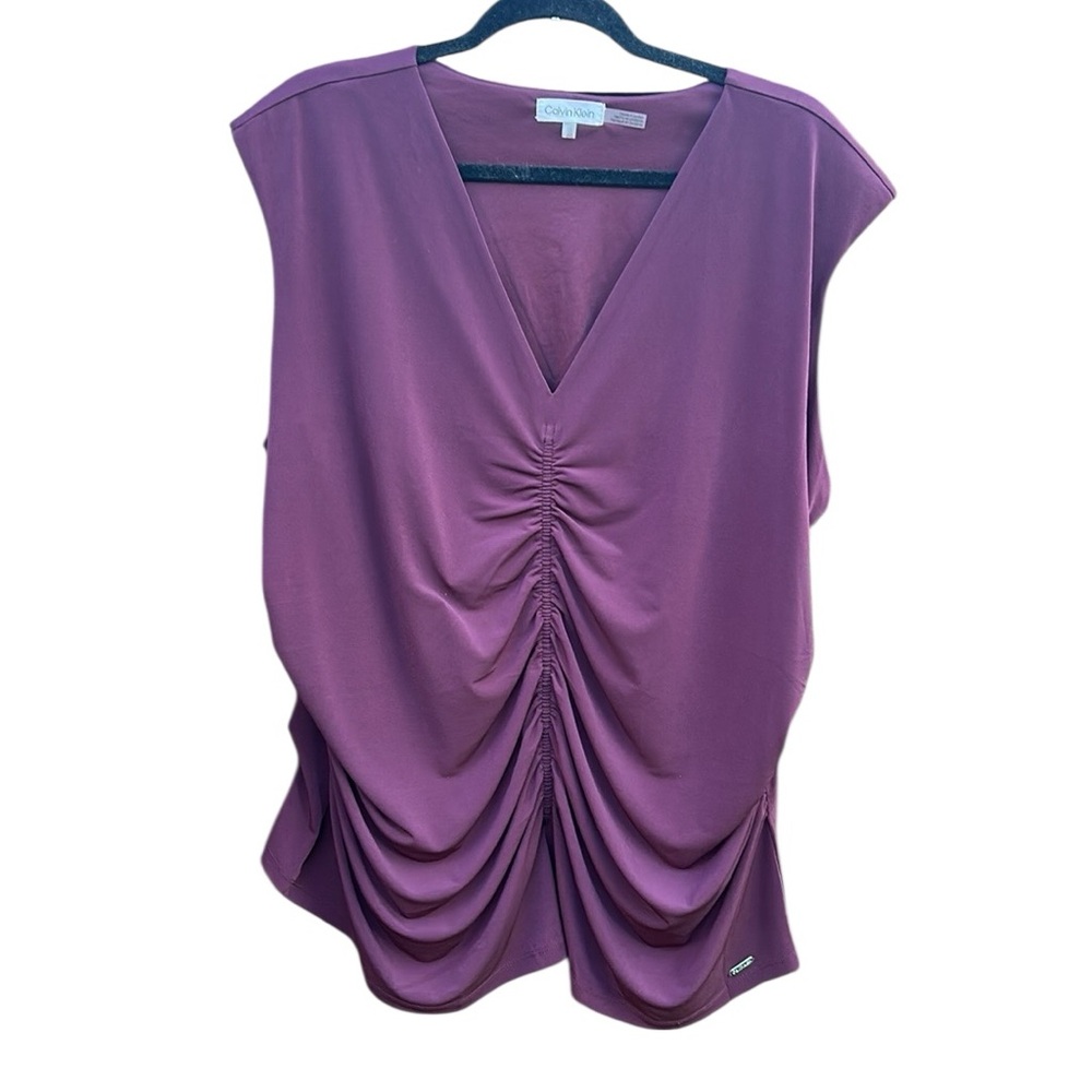 NWT Calvin Klein Ruched Burgundy shell Top. 2X